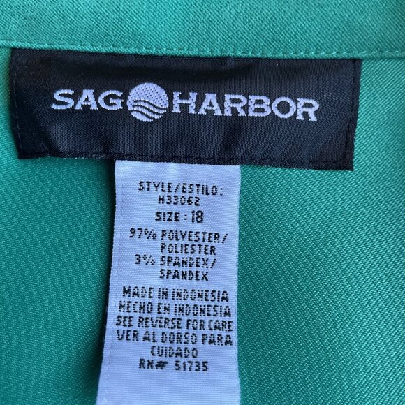 VTG 90s Sag Harbor Women's Shirt Shacket Size 18 Kelly Green Brushed Twill NWT - Picture 9 of 12